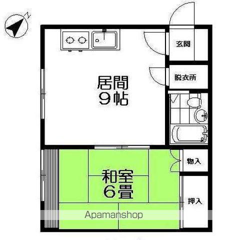 PARK TOWNB(1DK/2階)の間取り写真