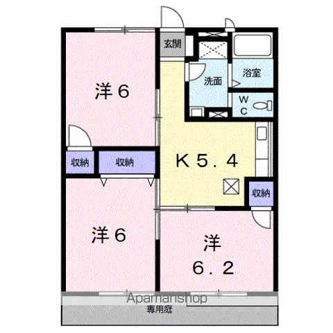 まぐのりあⅡ(3DK/1階)の間取り写真