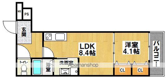 クローバー・シエル長居公園(1LDK/1階)の間取り写真