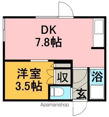 元町クラブハウス(1DK/1階)の間取り写真