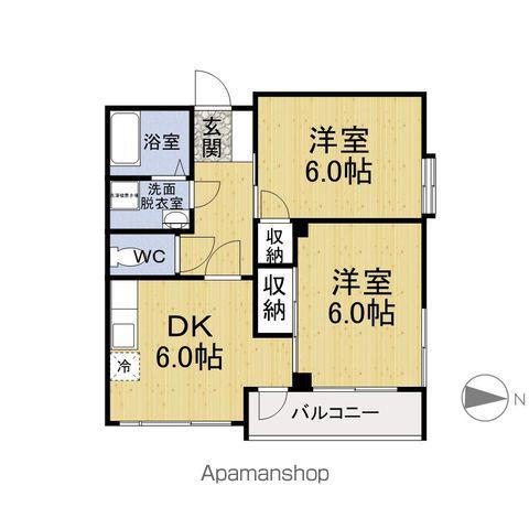 シルキィ二の宮(2DK/4階)の間取り写真