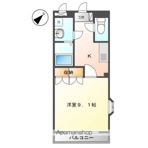 SKY HILLS(1K/1階)の間取り写真