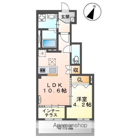 内牧アパートB棟 工事(1LDK/1階)の間取り写真