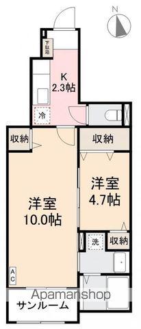 ロードサイドヒルズ三条(2K/1階)の間取り写真