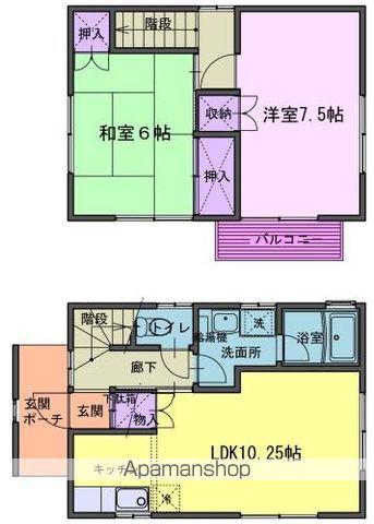 北上線 柳原駅(岩手) 徒歩10分 2階建 築25年(2LDK)の間取り写真