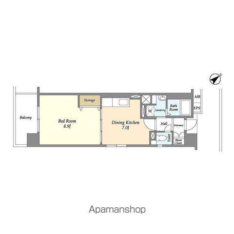 コーポレート稲毛海岸(1DK/8階)の間取り写真