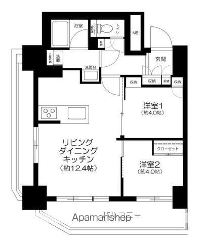 グローリオタワー巣鴨(2LDK/18階)の間取り写真