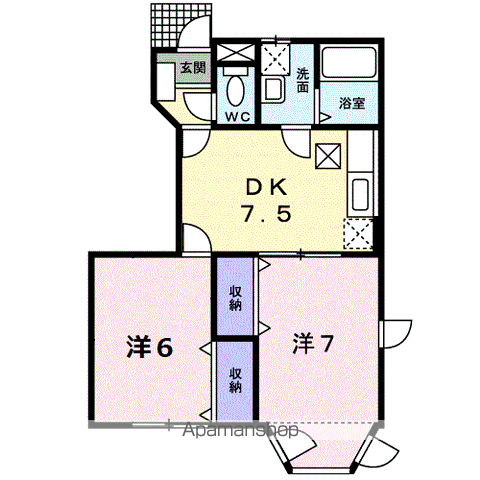 ラヴィング・ヴィラA(2DK/1階)の間取り写真