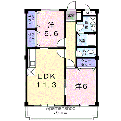マリッチ溝渕Ⅱ(2LDK/1階)の間取り写真
