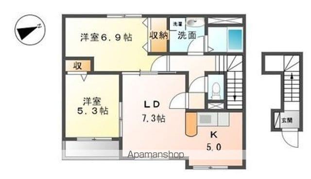 ファインビューヒルズⅡ(2LDK/2階)の間取り写真