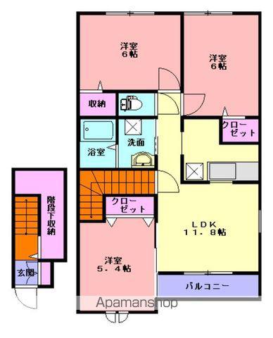 コルテス千代田D(3LDK/2階)の間取り写真