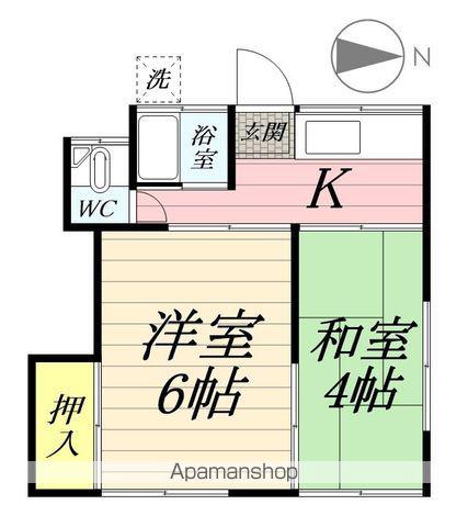 有宏荘(2K/1階)の間取り写真