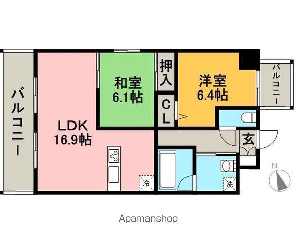 アトラスアルファーノ箱崎(2LDK/9階)の間取り写真