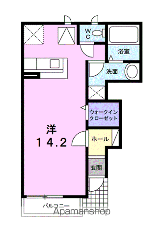 アクティーフ・ヴィラ(ワンルーム/1階)の間取り写真