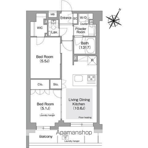 コンフォリア・リヴ文京護国寺(2LDK/4階)の間取り写真