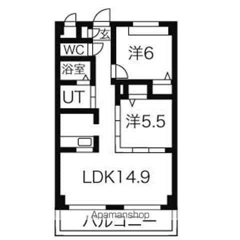ソシア大口(2LDK/4階)の間取り写真