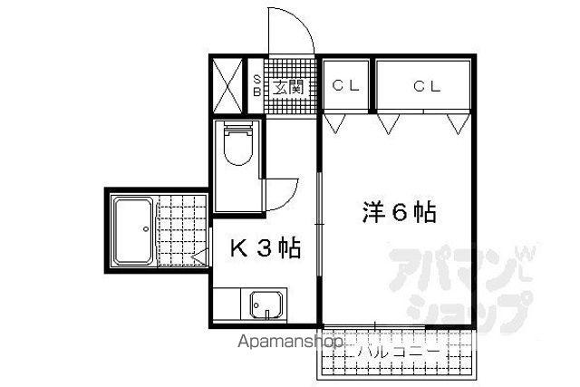 山科アーバンコテージ(1K/2階)の間取り写真