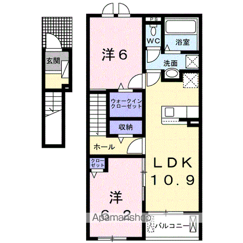 セルキューブ Ⅰ(2LDK/2階)の間取り写真
