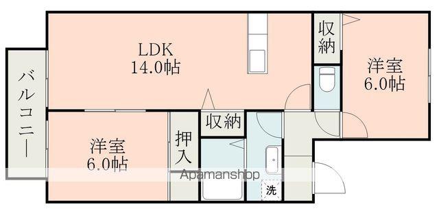 パールシャトー(2LDK/2階)の間取り写真