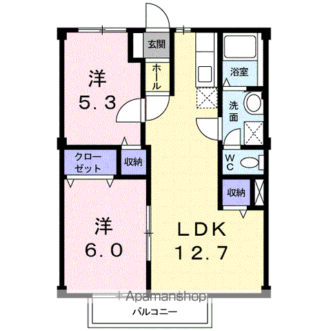 ニューシティ嶋根A(2LDK/1階)の間取り写真