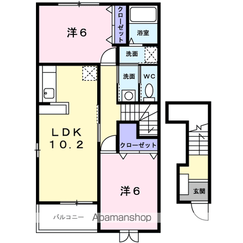 オアシス大内Ⅲ(2LDK/2階)の間取り写真