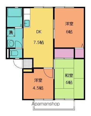 ウィンディア平川B棟(3DK/1階)の間取り写真