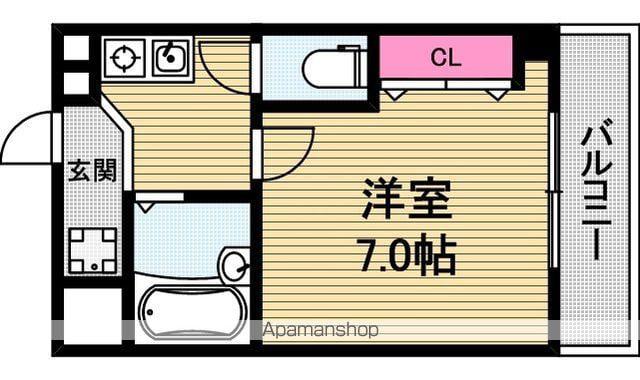 モンテアズーロ北浜(1K/6階)の間取り写真