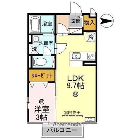 グレイシャス(1LDK/2階)の間取り写真