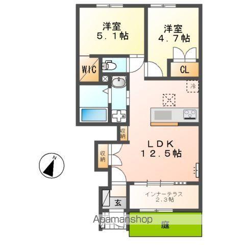 守山区笹ヶ根2丁目アパート(2LDK/1階)の間取り写真