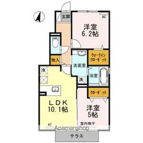 D‐ROOMことひら(2LDK/1階)の間取り写真