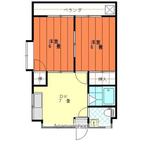 コスモリヴェール朝生田(2DK/3階)の間取り写真