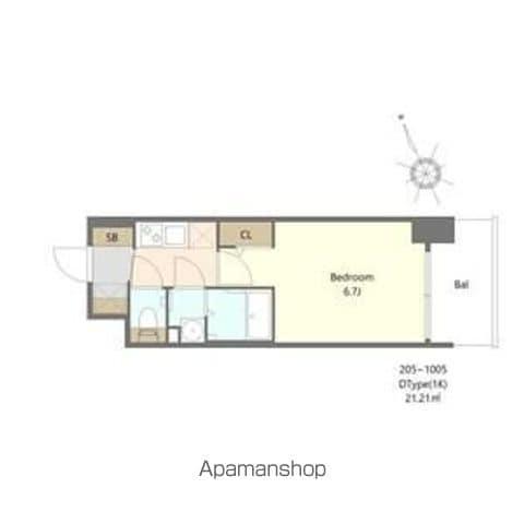 ALIVIS福島海老江(1K/4階)の間取り写真