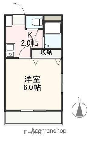 クレイドル安田Ⅱ(1K/2階)の間取り写真