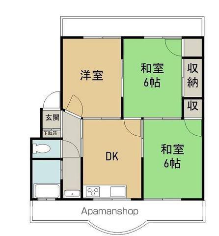 松本マンション1(3DK/3階)の間取り写真