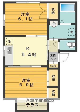 メゾン昴(2K/1階)の間取り写真