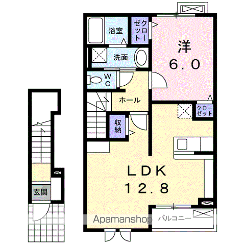 エレガント・ハウス K.A(1LDK/2階)の間取り写真