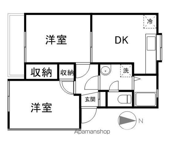 ファンタジー(2DK/1階)の間取り写真