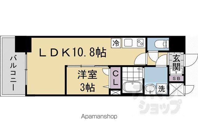 ソルテラスKYOTO西大路 瑠(1LDK/11階)の間取り写真