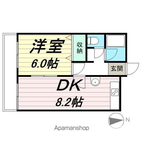 ヒルサイド国見(1DK/3階)の間取り写真