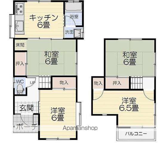 愛媛県松山市 2階建 築40年(4DK)の間取り写真