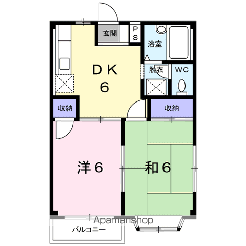 サザン矢口B(2DK/2階)の間取り写真
