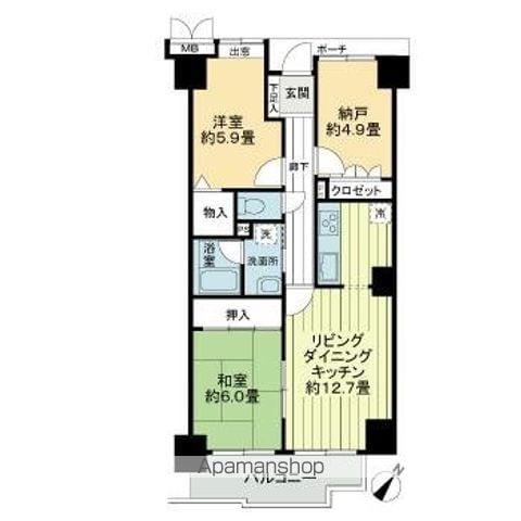 サーパス三条(2SLDK/9階)の間取り写真