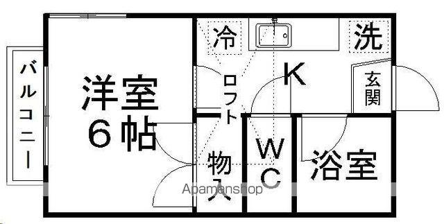 仙山線 北山駅(宮城) 徒歩8分 2階建 築38年(1K/1階)の間取り写真