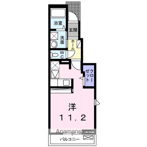 カーサセレッソKⅢ(1K/1階)の間取り写真