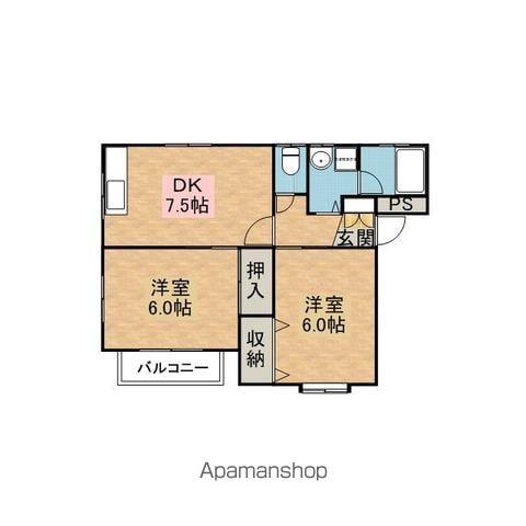 福田ハイツ(2DK/2階)の間取り写真