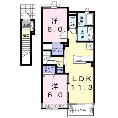 T-SQUARE 10(2LDK/2階)の間取り写真