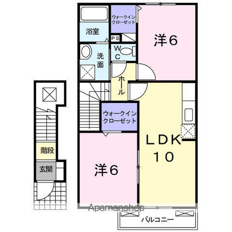 エアリーヒルⅡ(2LDK/2階)の間取り写真