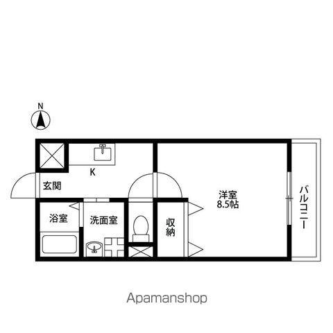 アンプルールリーブルSANTE Ⅰ(1K/1階)の間取り写真
