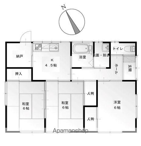山形県鶴岡市 1階建 築38年(3K)の間取り写真