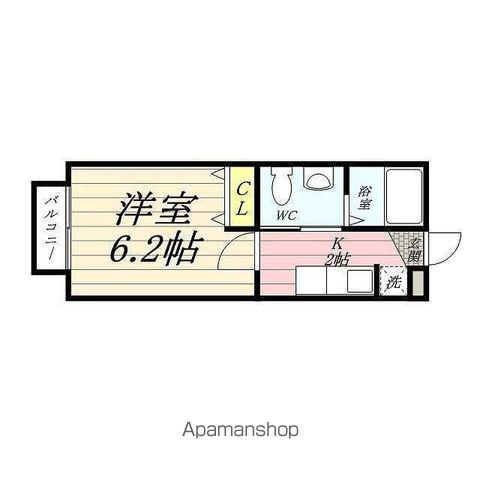 ガーデンコート仲宿Ⅲ(1K/2階)の間取り写真